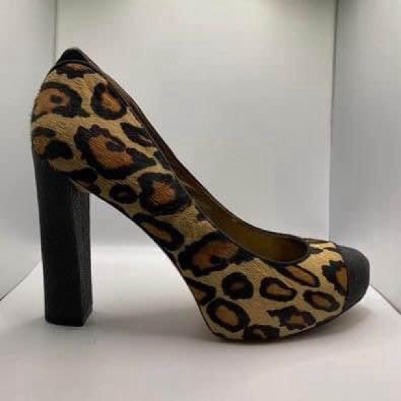 Sam Edelman France Glitter Spectator Leopard Print Rockabilly Heels SIZE 9.5 - Picture 5 of 10